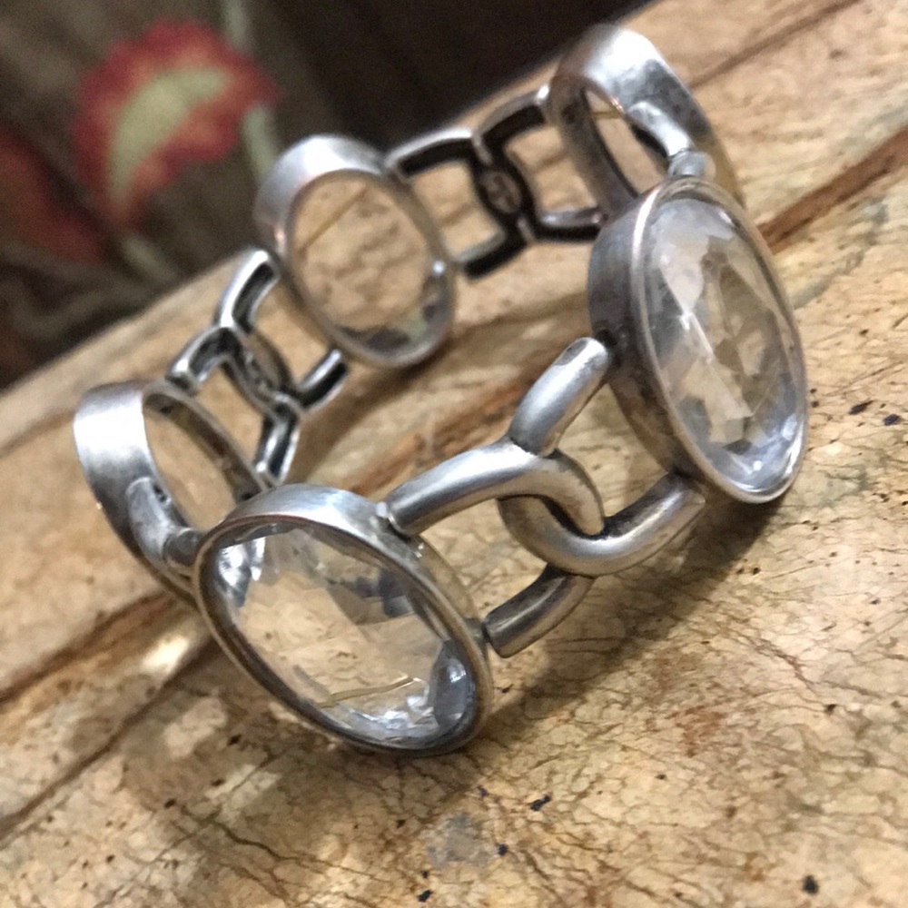 Graziano  Big Crystals Silver Stretch Bracelet - Picture 4 of 11